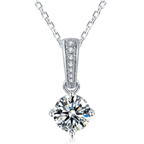 Moissanite Pendant with MD Bail Sterling Silver - Picture 1 of 5